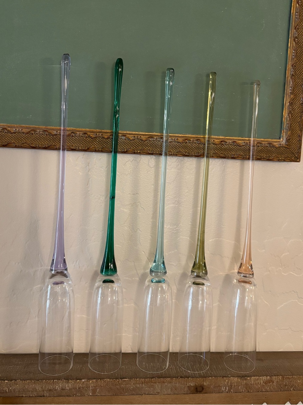 Vintage Bohemian Handblown Champagne Glasses 1980’s Set Of 5